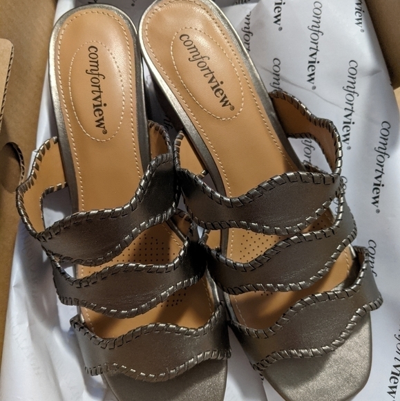 Nwt Comfortview Gunmetal Mules Sizes 9W & 9.5W - Picture 5 of 11
